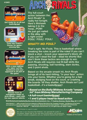 Arch Rivals - A Basketbrawl! (Europe) box cover back